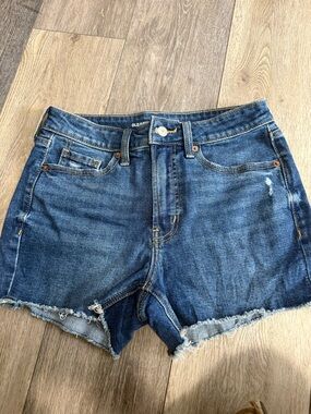 Old Navy Dark Blue Denim Frayed Hem Women's Shorts